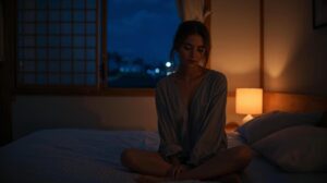 深い夜の灯りのそばで、眠りの前に感覚を静める時間